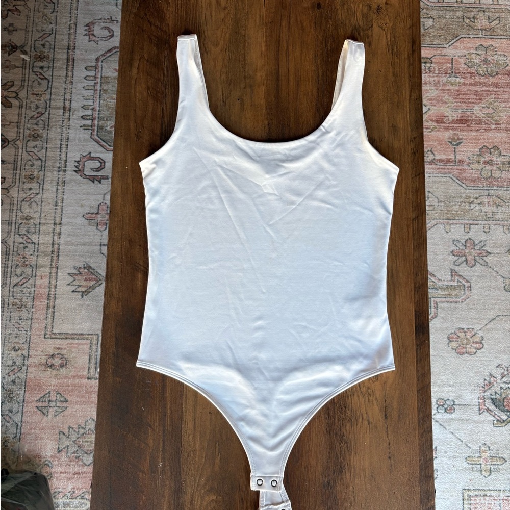 White Scoop Neck Body Suit